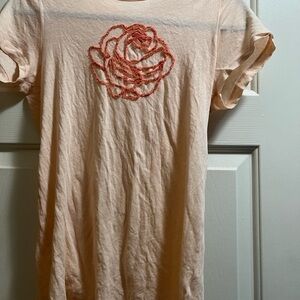 J. Crew Peach Tee with Embroidered Rose